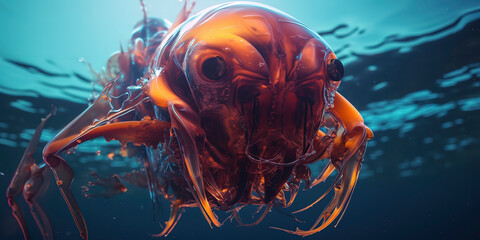amazing photography of a cyborg jellyfish in the ocean, sea, futuristic, robot implants
