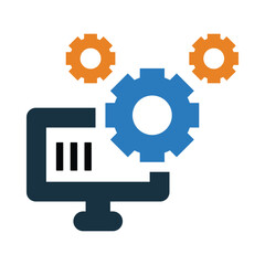 computer, monitor, gear, setting, update, software, computer software update icon