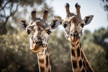 Naklejka premium giraffes, two. Generative AI