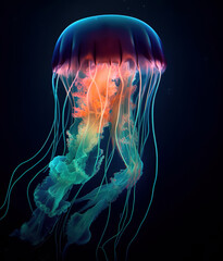 amazing photography of a majestic neon and fluorescent jellyfish