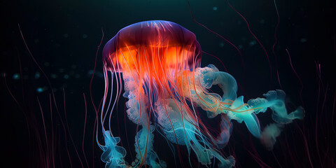 Obraz premium amazing photography of a majestic neon and fluorescent jellyfish