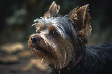 Dog Biever Yorkie, Biro, Canine Portrait. Generative AI