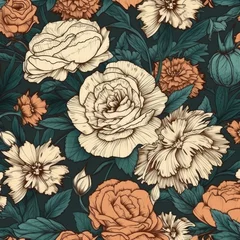 Rolgordijnen Vintage Floral Pattern Generative Ai © Antoine