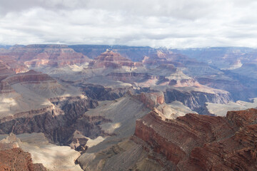 Fototapeta na wymiar Views from the South Rim of the snowy Grand Canyon National Park, Arizona, USA