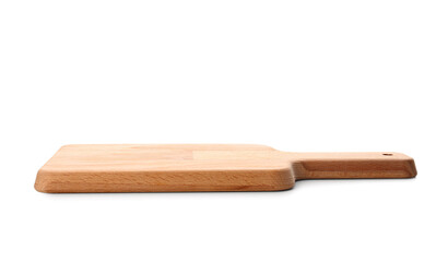Clean wooden cutting board isolated on white background