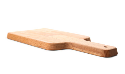 Clean wooden cutting board isolated on white background