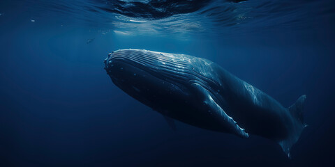 Whale captured in its oceanic environment, showcasing its grandeur.