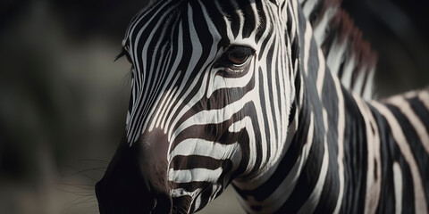 Obraz na płótnie Canvas cinematic close up of a zebra