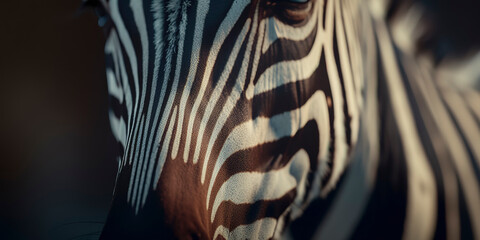 cinematic close up of a zebra