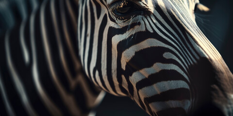 Fototapeta na wymiar cinematic close up of a zebra