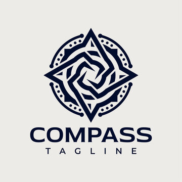 Minimalist abstract travel rose compass logo design
