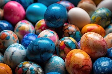 Fototapeta na wymiar colorful pile of Easter eggs. Generative AI