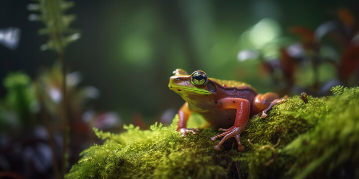 Photography of a frog in the forest.