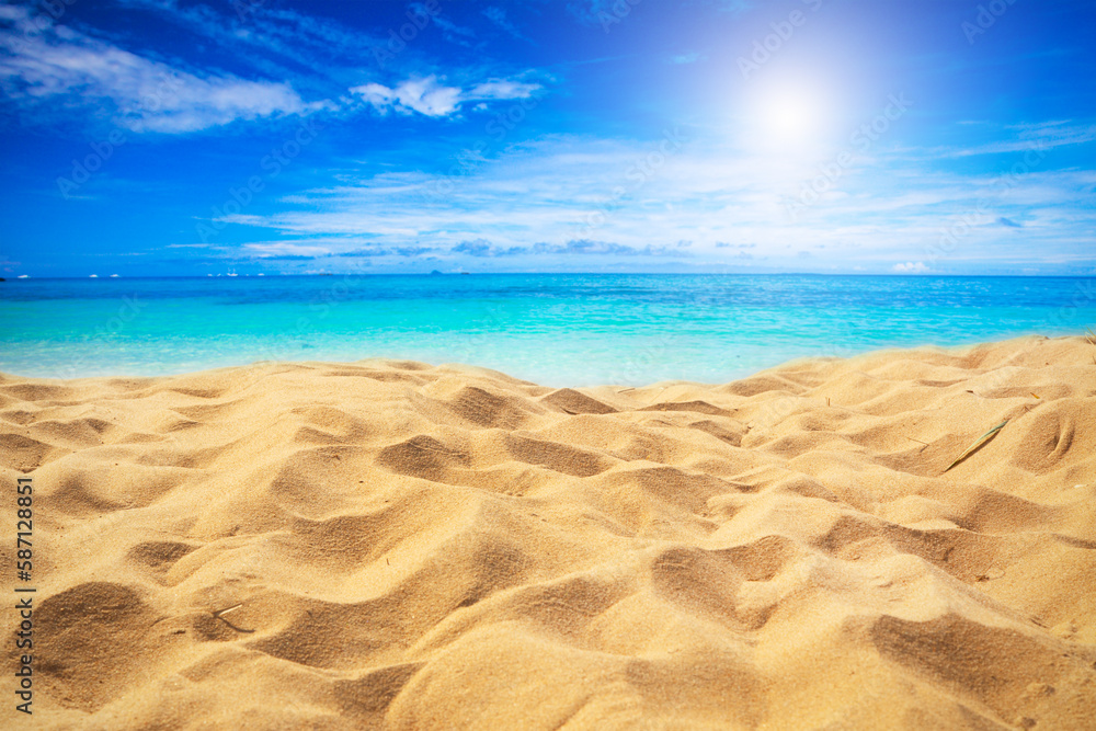 Wall mural beautiful tropical sea and sandy beach