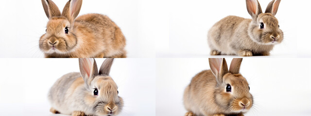 rabbit, bunny, animal, easter, pet, isolated, mammal, brown, fluffy, rabbits, fur, cute, white, hare, pets, animals, baby, domestic, ears, furry, rodent, adorable, wild, two, small, generative, ai