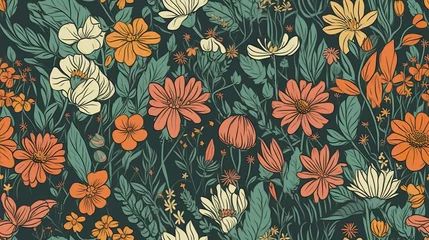 Fotobehang Bloom and Grow: A Wildflower Pattern © Emojibb.Family