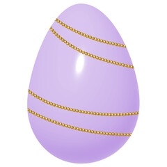 Light Purple 3D Easter Egg with Gold Pearl Strings