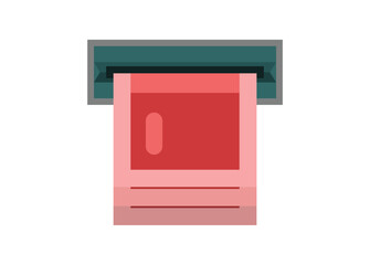 Money cash out from ATM machine. Simple flat illustration.