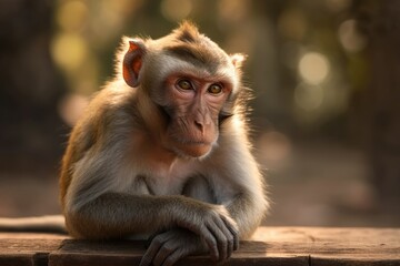 Macaque monkey. Generative AI