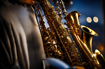 a saxophone is being played by a man - Generative AI