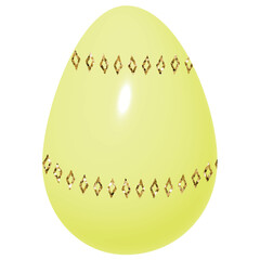 Yellow 3D Easter Egg with Gold Pattern