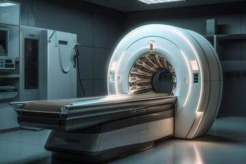 MRI scan machine, future medicine concept. AI generated, human enhanced