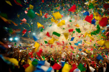 Fototapeta na wymiar confetti is thrown into the air at a party - Generative AI