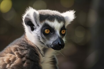 Obraz premium Zbliżenie na lemura katta. Sztuczna inteligencja generatywna