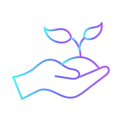 Plant eco-friendly icon with purple blue outline style. eco, green, ecology, environment, energy, nature, recycle. Vector illustration
