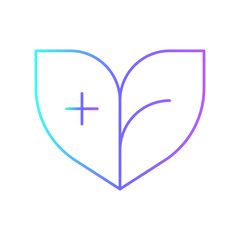 Obraz premium leaves eco-friendly icon with purple blue outline style. recycle, icon, eco, trash, ecology, nature, environment, green. Vector illustration