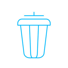 trash eco-friendly icon with blue outline style. eco, green, ecology, environment, energy, nature, recycle. Vector illustration