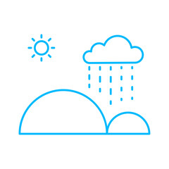 raining eco-friendly icon with blue outline style. recycle, icon, eco, trash, ecology, nature, environment, green. Vector illustration