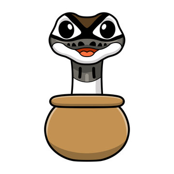 Cute axanthic pied ball python cartoon inside the sack