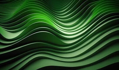 Wavy abstract green background. generative ai