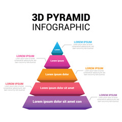 Pyramid Infographic, funnel pyramid business infographic with 5 charts. Template can be edited, recolored, editable. EPS Vector	
