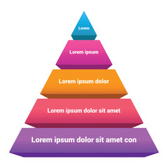 Pyramid Infographic, funnel pyramid business infographic with 5 charts. Template can be edited, recolored, editable. EPS Vector	

