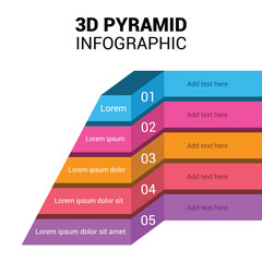 Pyramid Infographic, funnel pyramid business infographic with 5 charts. Template can be edited, recolored, editable. EPS Vector	
