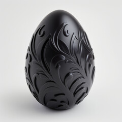 aesthetic black Easter egg close view white background