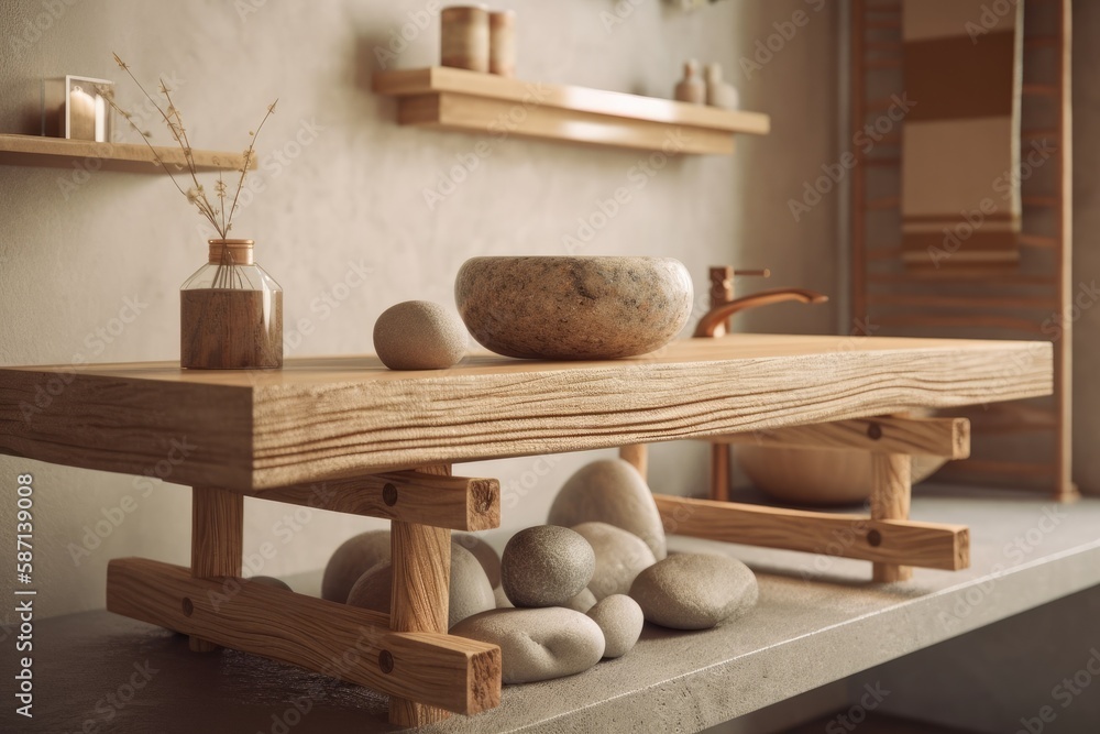 Aufkleber rustic table setting with natural elements. generative ai