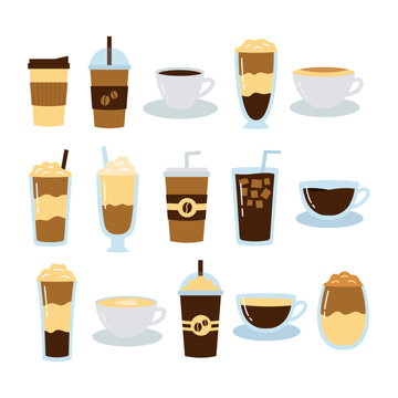 Coffee drink element vector illustration set