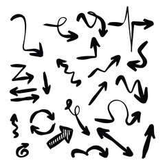 Set of rough hand drawn, handmade elements arrows, waypoints isolated on white background EPS Vector	