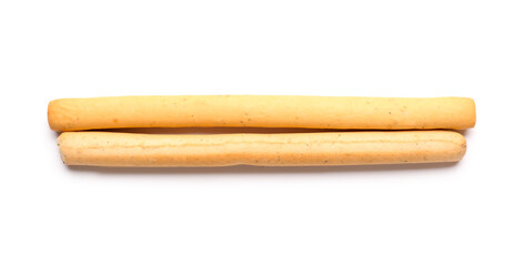 Tasty Italian Grissini on white background
