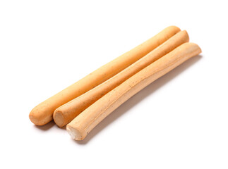 Tasty Italian Grissini on white background