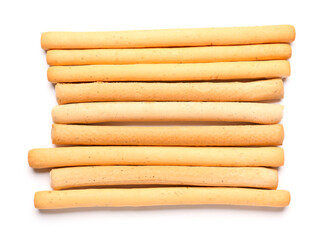 Tasty Italian Grissini on white background