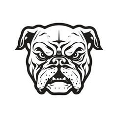 angry bulldog, logo concept black and white color, hand drawn illustration