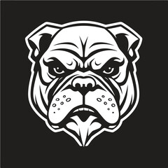 angry bulldog, logo concept black and white color, hand drawn illustration