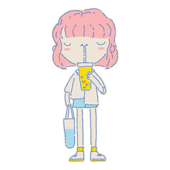 Woman fill color illustration