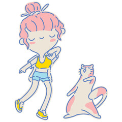 Woman fill color illustration