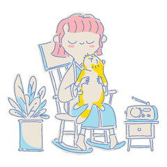 Woman fill color illustration