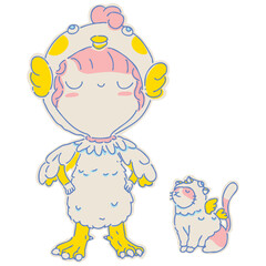 Woman fill color illustration